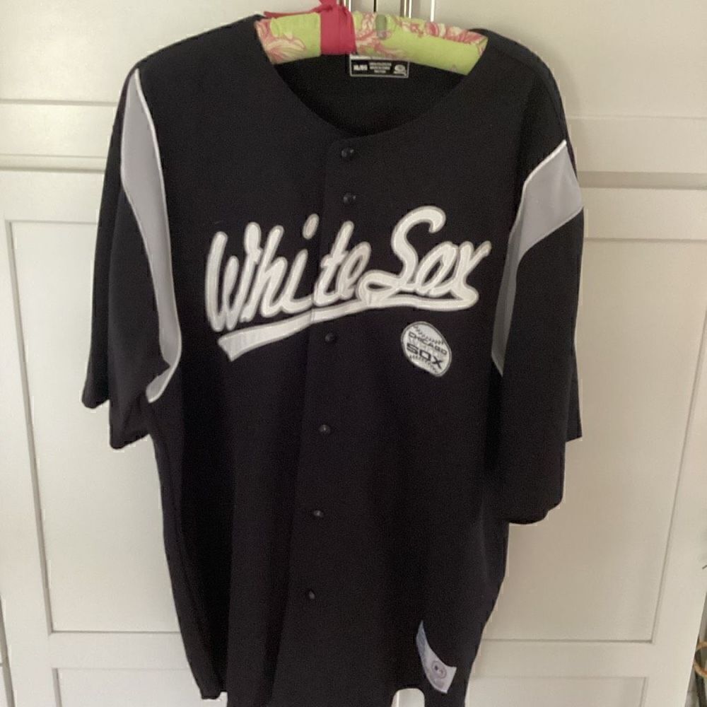 MLB True Fan Chicago White Sox Sz XL Black Button Up Genuine Merchandise